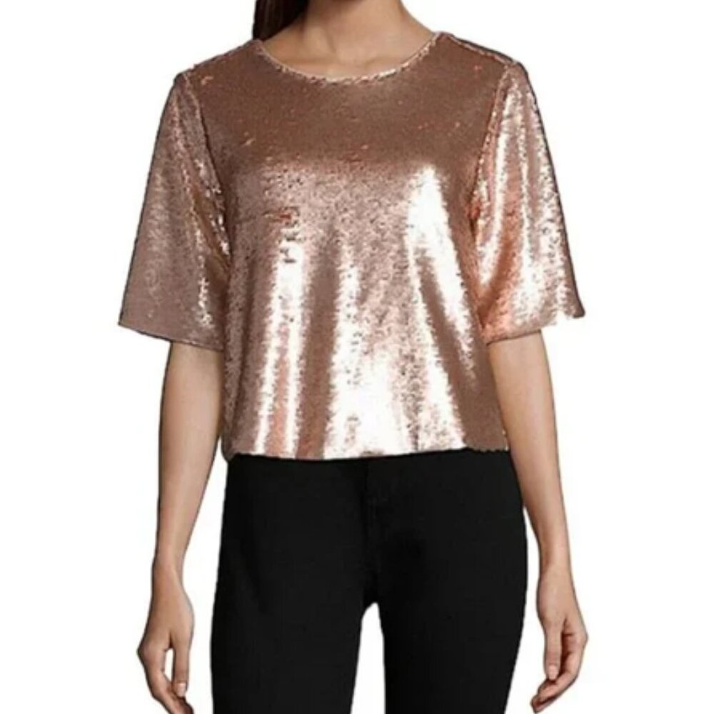 Peyton & Parker Cropped Sequin Top - Rose Gold